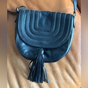 FOSSIL black leather crossbody bag